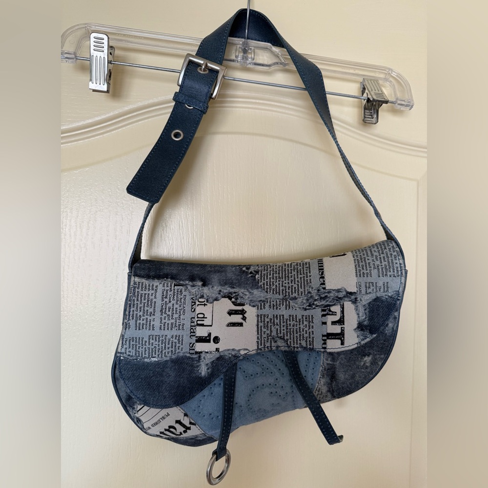 Funky Italian shoulder  bag in Dior- like  saddle style